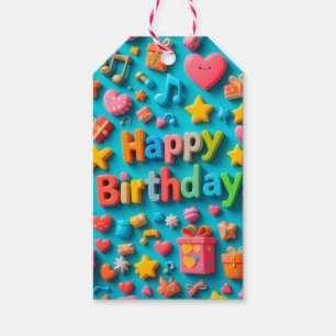 Colourful Birthday Celebration Elements Gift Tags