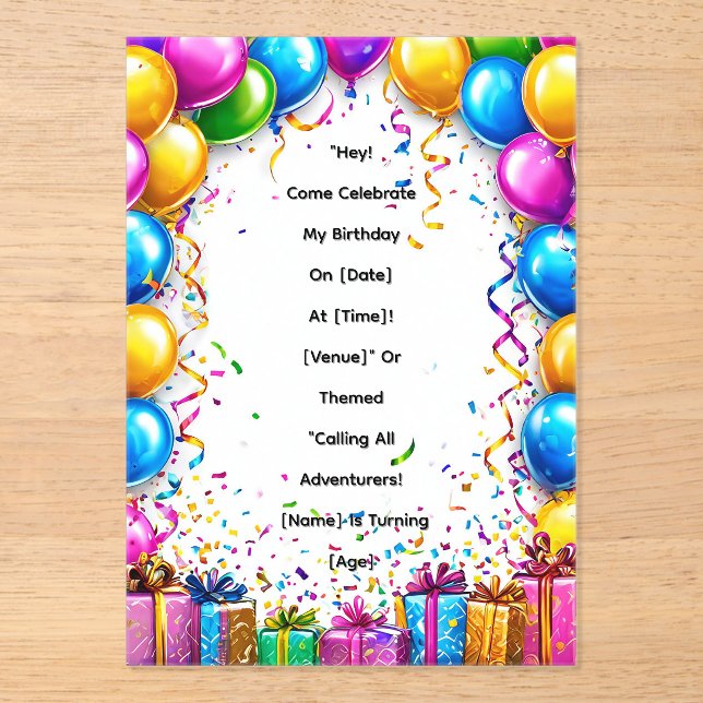 Colourful Birthday Celebration Frame Acrylic Invitations (Front)