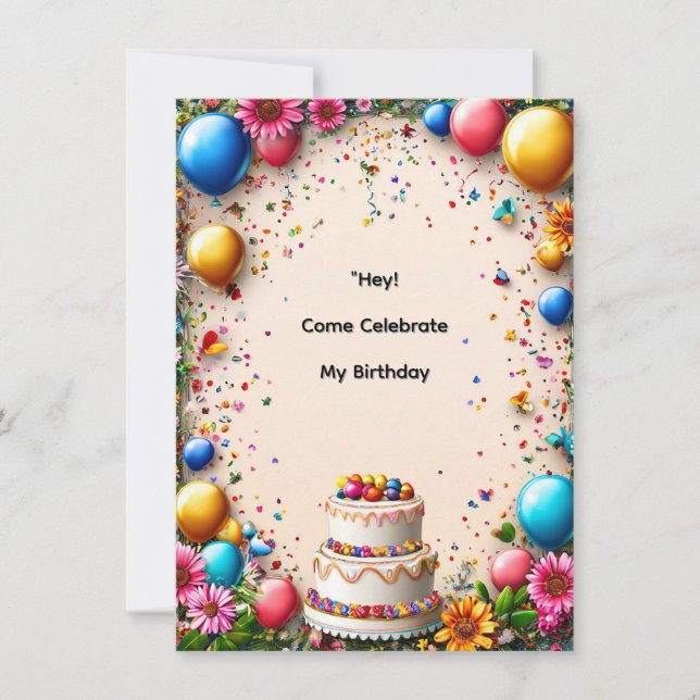 Colourful Birthday Celebration Frame Invitation (Front)