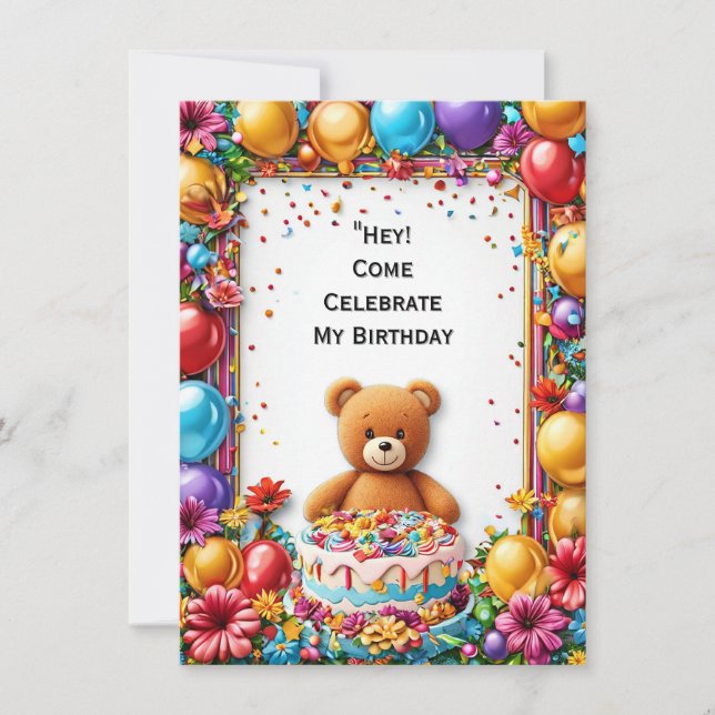 Colourful Birthday Celebration Frame Invitation (Front)