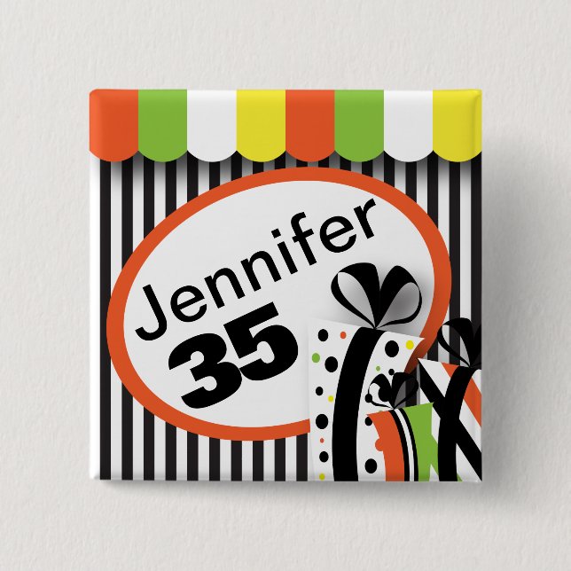 Colourful Birthday Fun 2 Inch Square Button (Front)