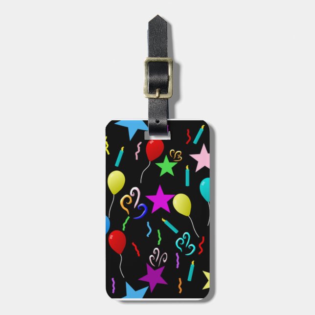 Colourful Birthday Luggage Tag (Front Vertical)