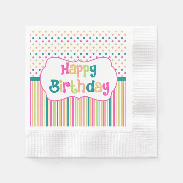 Colourful birthday paper napkins (Front)