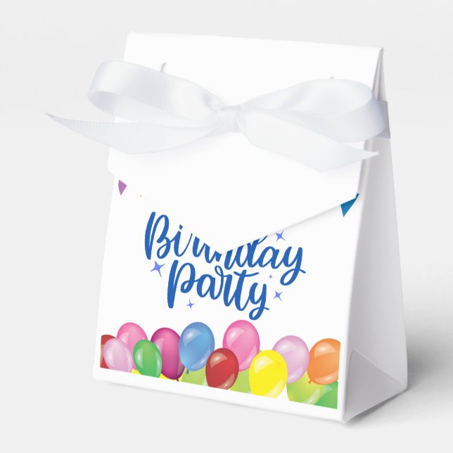 Colourful Birthday Party Banners and Balloons Favor Box (Front Side)