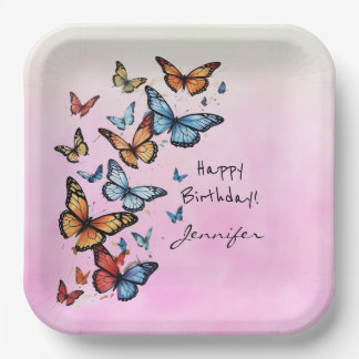 Colourful Birthday Party Butterfly Paper Plate