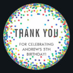 Colourful Birthday Party Thank You Stickers<br><div class="desc">Colourful Birthday Party Thank You Stickers with personalized text and colourful confetti of red,  blue,  green,  yellow and orange around the edge</div>