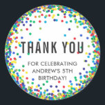 Colourful Birthday Party Thank You Stickers<br><div class="desc">Colourful Birthday Party Thank You Stickers with personalized text and colourful confetti of red,  blue,  green,  yellow and orange around the edge</div>