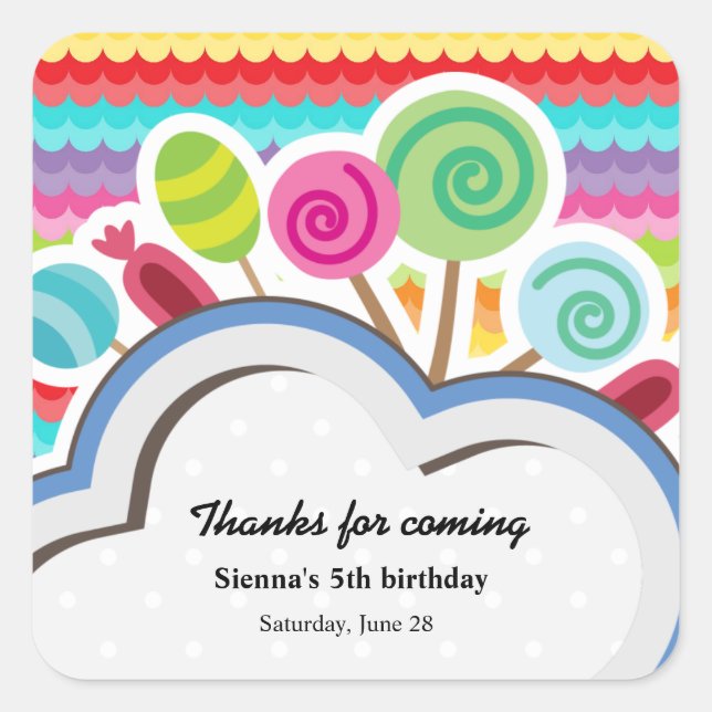 Colourful Birthday Square Sticker (Front)