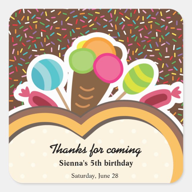 Colourful Birthday Square Sticker (Front)