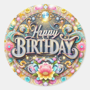 Colourful birthday sticker 