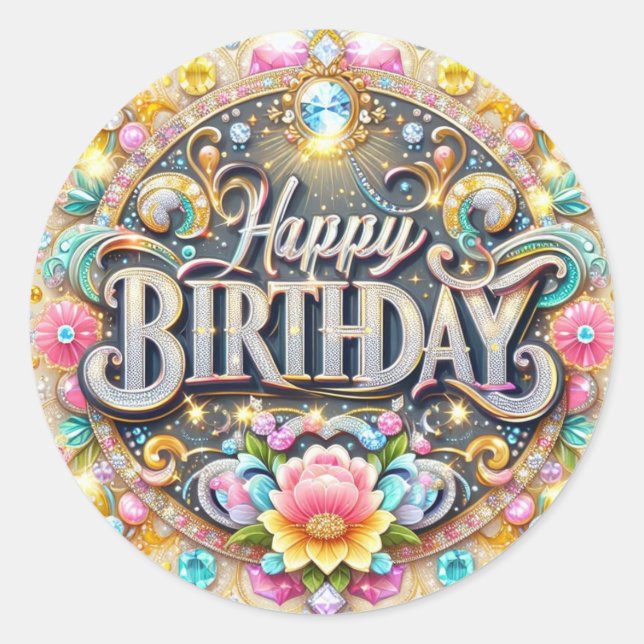 Colourful birthday sticker  (Front)