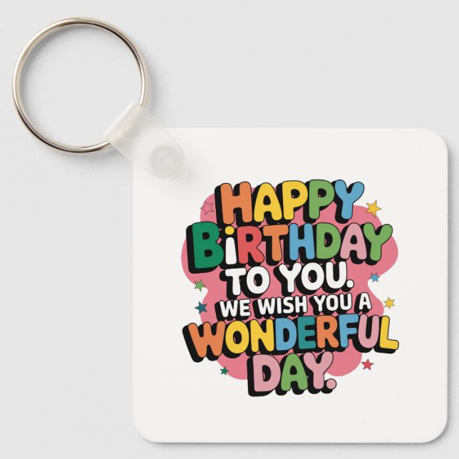 Colourful Birthday Wishes Keychain (Front)