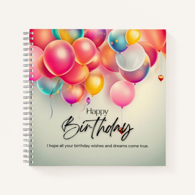 Colourful Birthday Wishes Notebook (Front)