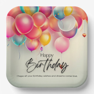 Colourful Birthday Wishes Paper Plate