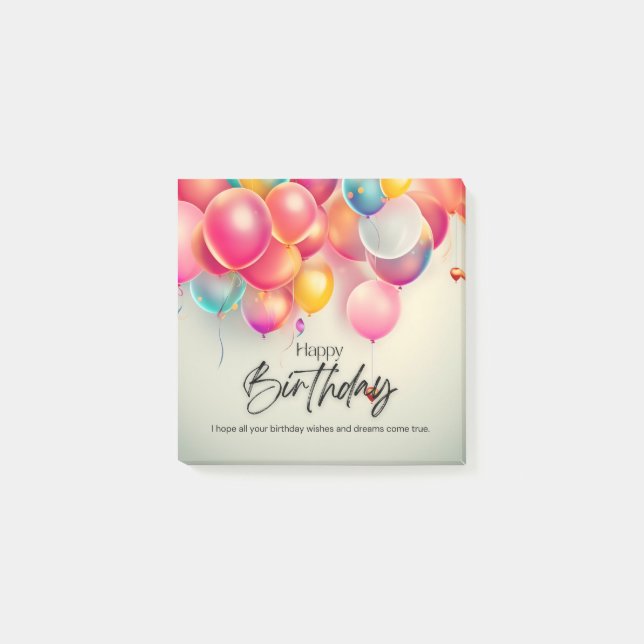 Colourful Birthday Wishes Post-it Notes (Front)