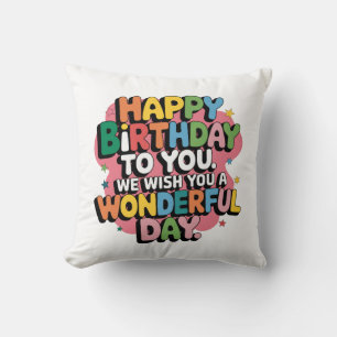 Colourful Birthday Wishes Throw Pillow
