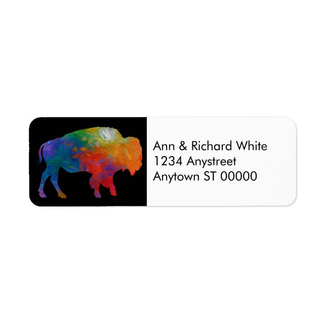 Colourful Bison Art on Black And White (Front)