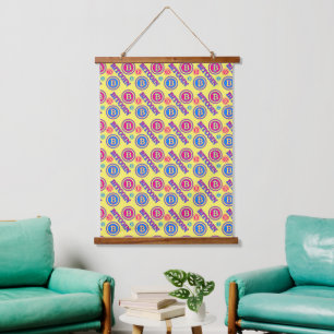 Colourful Bitcoin Pattern Hanging Tapestry