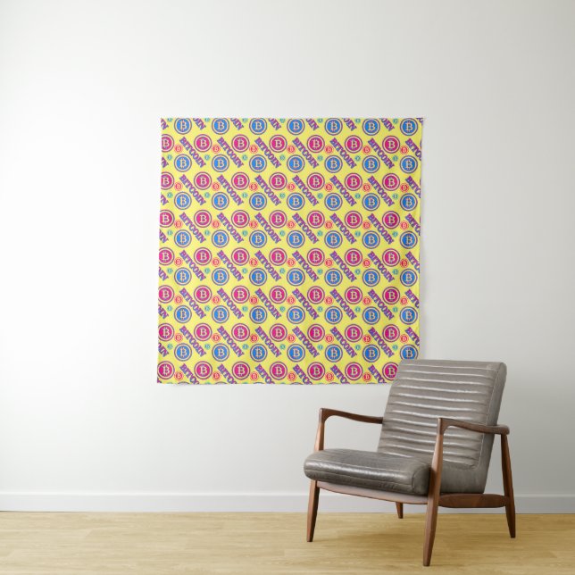 Colourful Bitcoin Pattern Tapestry (In Situ)