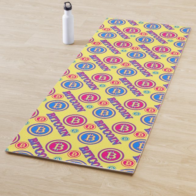 Colourful Bitcoin Pattern Yoga Mat (In Situ)
