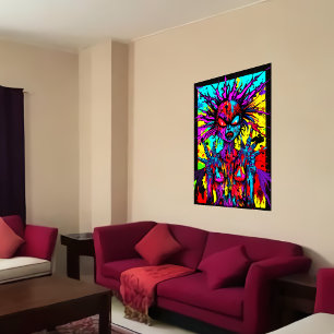 Colourful bizarre demon portrait   AI Art Poster