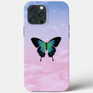 Colourful black and blue butterfly iPhone case