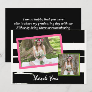 Colourful Black and White Photo Graduation Invitation