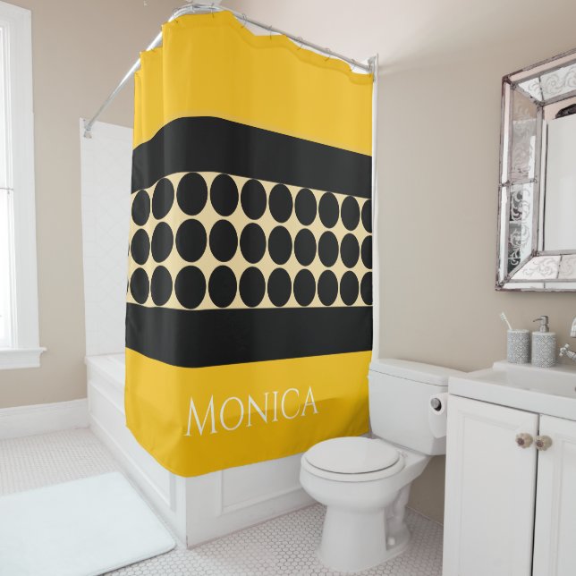 Colourful black  beige &  yellow dots monogram nam (In Situ)