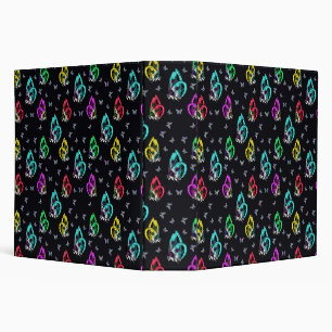 Colourful Black Butterfly Pattern Design Binder