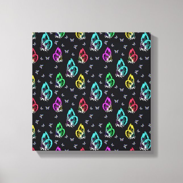 Colourful Black Butterfly Pattern Design Canvas Print (Front)
