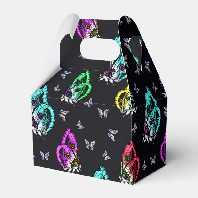 Colourful Black Butterfly Pattern Design Favor Box (Front Side)