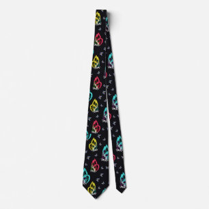 Colourful Black Butterfly Pattern Design Tie
