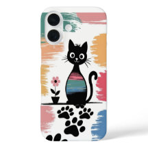 Colourful Black Cat iPhone Case – Cute Gift