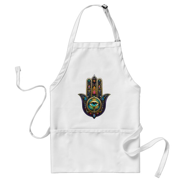 Colourful Black Gold Hamsa w/ Turquoise Third Eye Standard Apron (Front)
