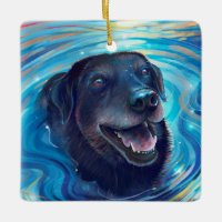 Colourful Black Labrador Painting Dog Christmas