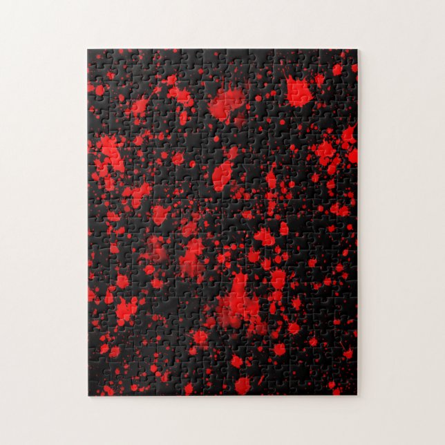 Colourful Black Red Paint Splatter Artistic Splash Jigsaw Puzzle (Vertical)