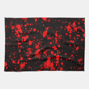 Colourful Black Red Paint Splatter Artistic Splash Kitchen Towel