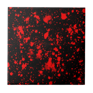 Colourful Black Red Paint Splatter Artistic Splash Tile