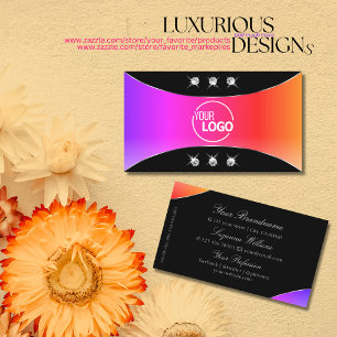 Colourful Black with Silver Decor Jewels and Logo Business Card