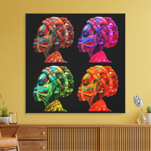 Colourful Black Women Stretched Canvas Print