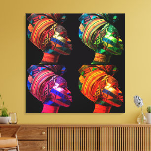 Colourful Black Women Stretched Canvas Print
