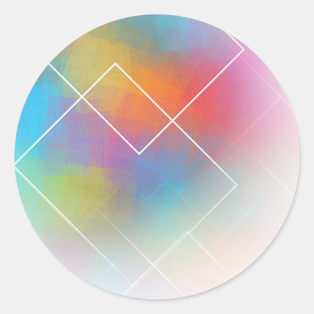 Colourful Blank Template Modern Abstract Art Custo Classic Round Sticker (Front)