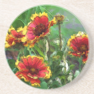 Colourful Blanket Flowers Photo Painting Coaster