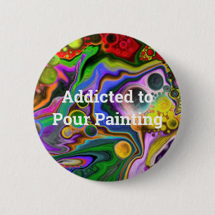 Colourful Blast Fluid Art  Pour Painting  2 Inch Round Button