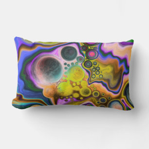 Colourful Blast Fluid Art Pour Painting Lumbar Pillow