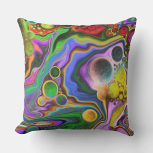 Colourful Blast Fluid Art Pour Painting Outdoor Pillow