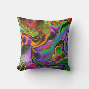 Colourful Blast Fluid Art Pour Painting Throw Pillow
