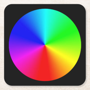 Colourful Blended Colour Wheel Square Paper Coaster