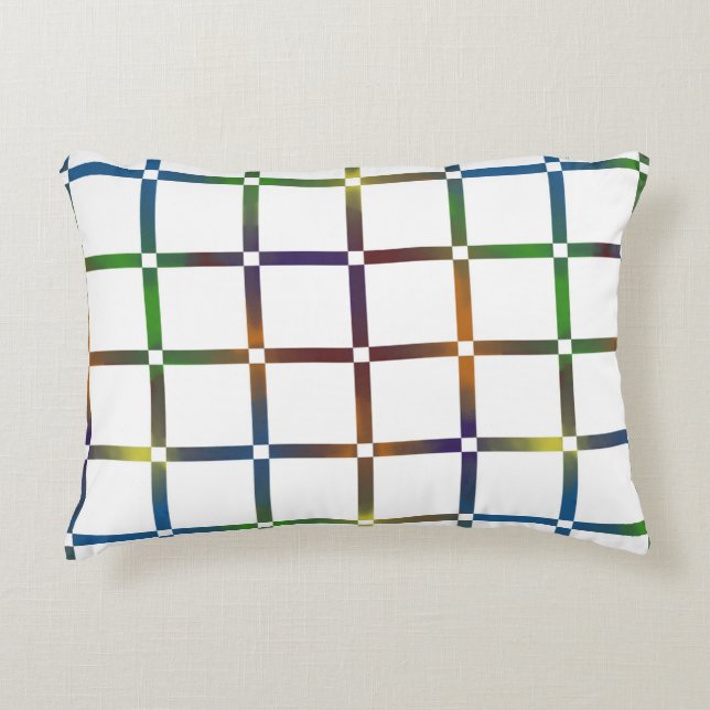 Colourful Blended Rainbow Grid with Negative Space Accent Pillow (Front)