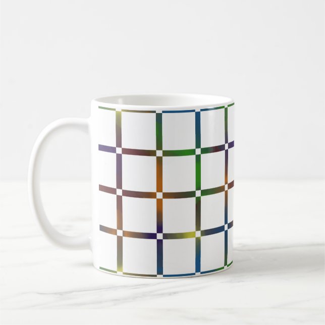Colourful Blended Rainbow Grid with Negative Space Coffee Mug (Left)